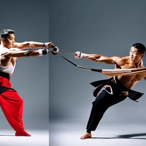 An image showcasing a skilled martial artist executing an intricate poomsae, their body fluidly transitioning between precise stances and powerful strikes, capturing the essence of advanced techniques and expertise