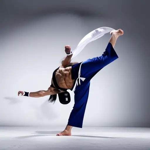 An image depicting a skilled Taekwondo practitioner executing a perfect roundhouse kick, showcasing the principles of balance, precision, and power