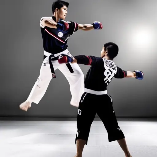An image showcasing a determined individual practicing Taekwondo, adapting their movements to triumph over physical challenges
